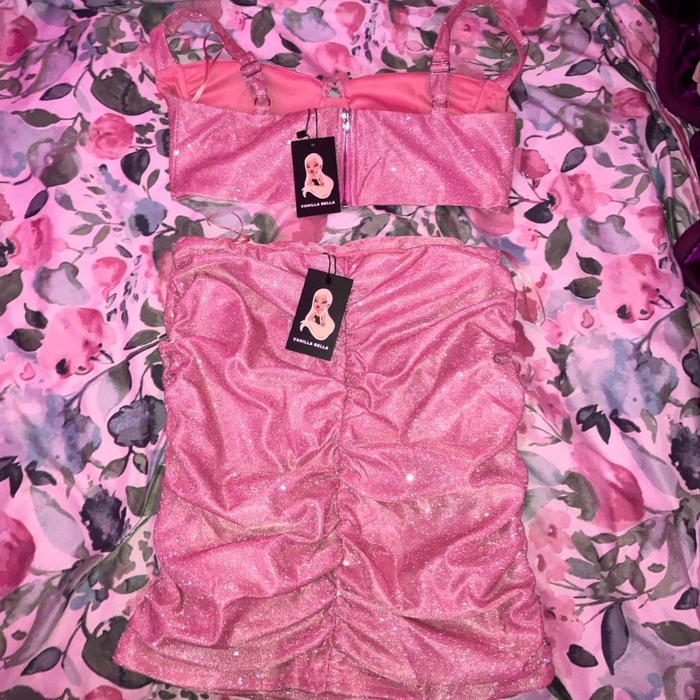 Real Vanilla Bella Boutique Pink Erin Skirt Set